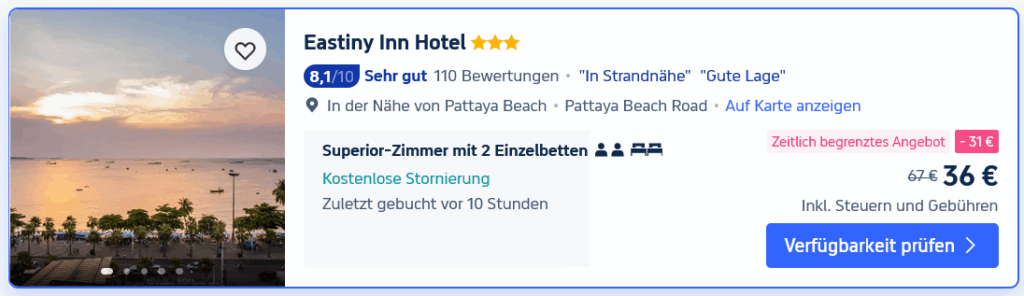 Pattaya - Hotelempfehlungen für zentral Pattaya, Naklua, Jomtien & die Beach Road 22 Eastiny INN Soi 8 Pattaya 1