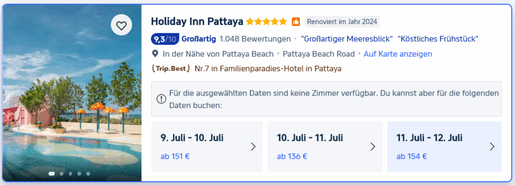 Pattaya - Hotelempfehlungen für zentral Pattaya, Naklua, Jomtien & die Beach Road 24 Holiday Inn Pattaya