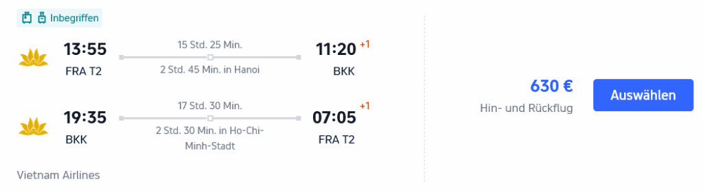 Screenshot Vietnam Airlines Guenstige Fluege von Frankfurt nach Bangkok Trip