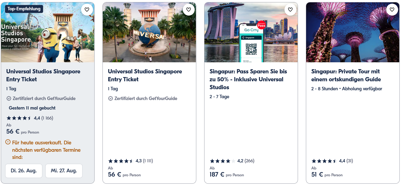 GYG Universal Studios SIN