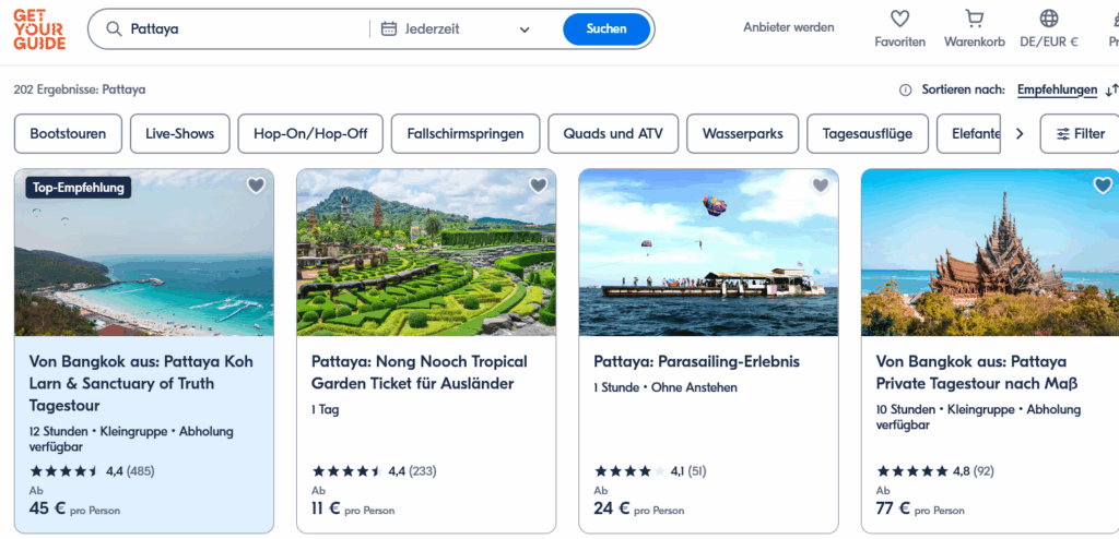 GetYourGuide Pattaya Screenshot