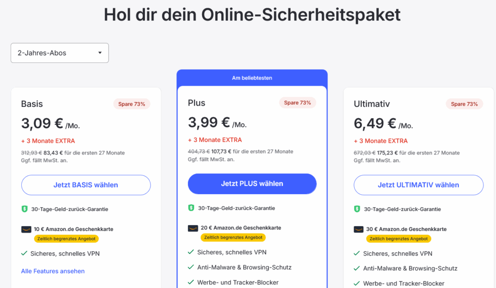 NORD VPN DEAL Preisuebersicht