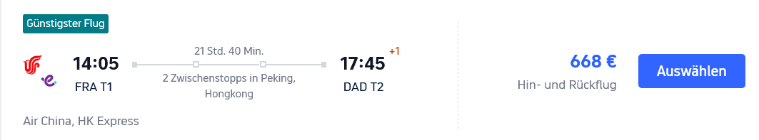 FRA Da Nang mit Air China November 2025