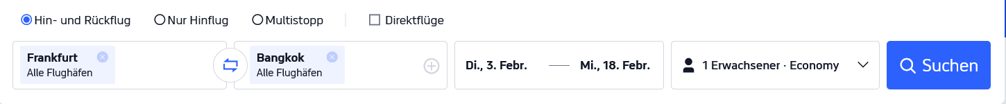 Trip Suchmaske FRA BKK 03.02. 18.02.2026