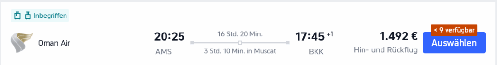 Oman Air Business AMS BKK 07.04. 21.04.2026