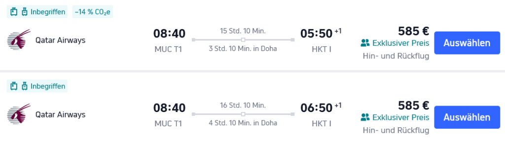 TOP DEAL: Für 557 Euro mit Qatar Airways inkl. Gepäck im November & Dezember 2026 von Deutschland nach Phuket & Bangkok 5 QR MUC HKT Dez 2026