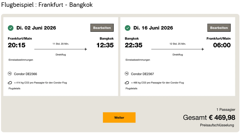 Preise nochmal gefallen: Für 470 € mit Condor nonstop von Deutschland nach Bangkok 3 Update Urlaubspiraten Condor II