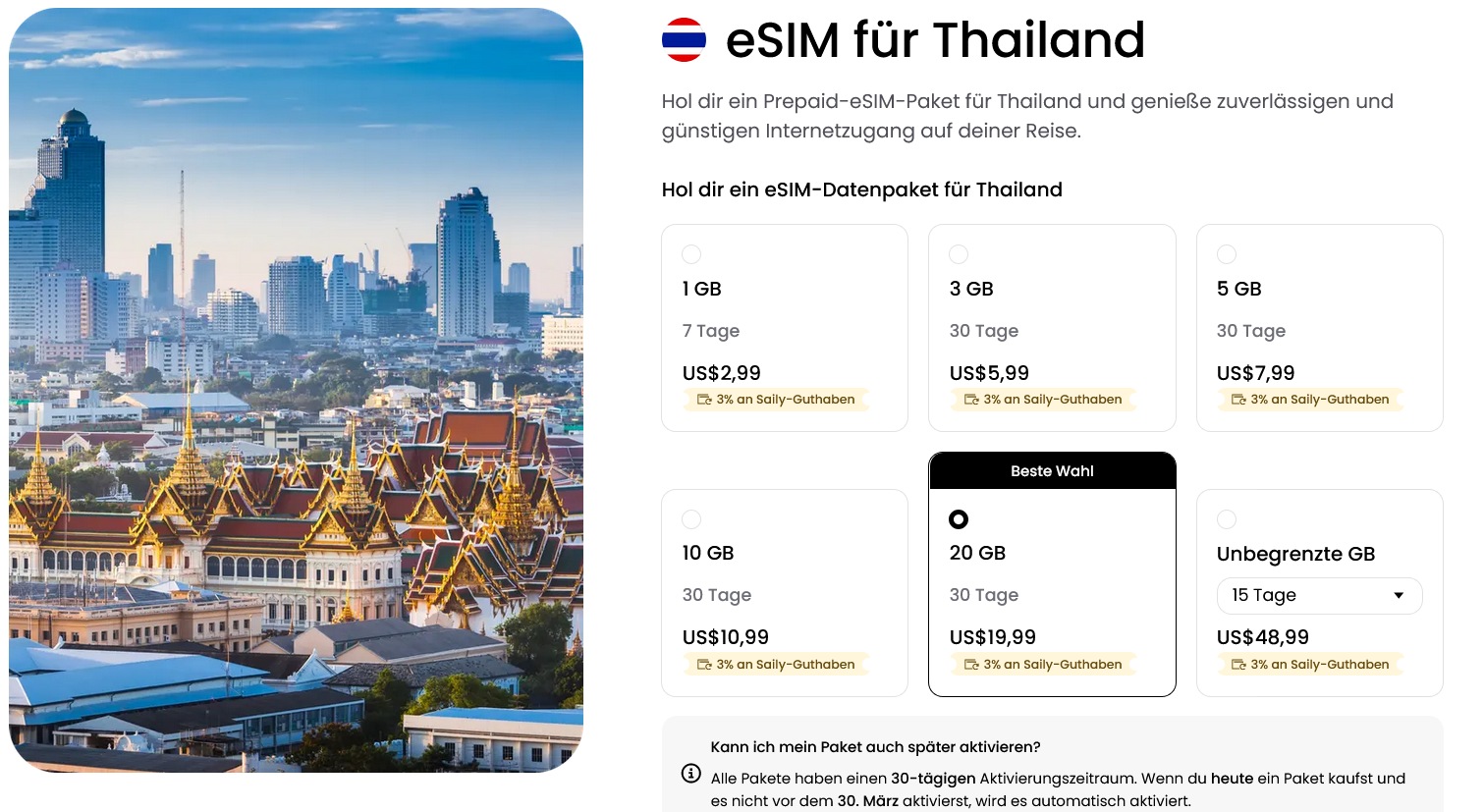 DEAL: Zu Songkran für 464 € mit Oman Air von Deutschland nach Bangkok 10 Saily Screenshot TH